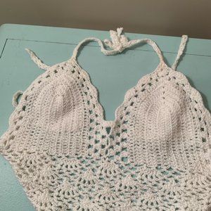 white crochet crop top
